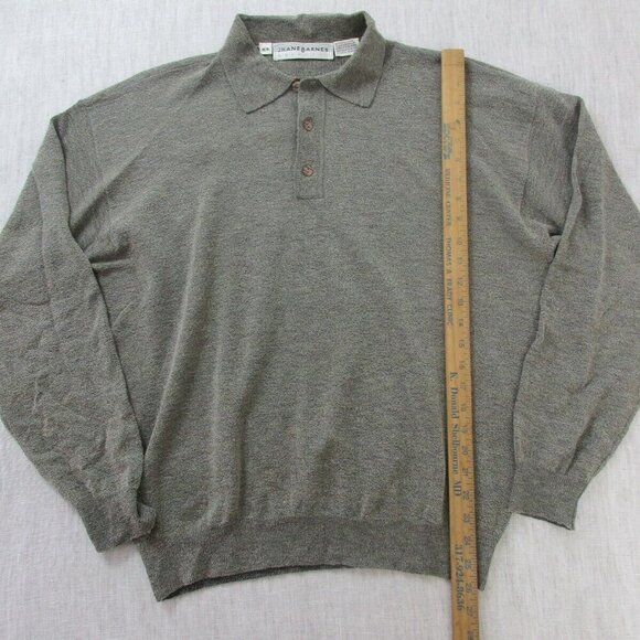 Jhane Barnes Polo Shirt Mens Medium Gray Wool Blend Golf Performance Long Sleeve - Picture 7 of 8